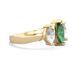 Lab Emerald Three Peeks 14K Yellow Gold ring R2433