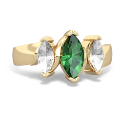 Lab Emerald Three Peeks 14K Yellow Gold ring R2433