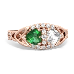 Lab Emerald Sparkling Celtic Knot 14K Rose Gold ring R2645