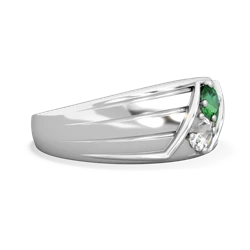 Lab Emerald Men's Streamline 14K White Gold ring R0460