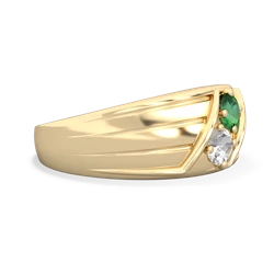 Lab Emerald Men's Streamline 14K Yellow Gold ring R0460