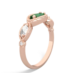 Lab Emerald Milgrain Marquise 14K Rose Gold ring R5700