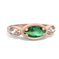 Lab Emerald Milgrain Marquise 14K Rose Gold ring R5700