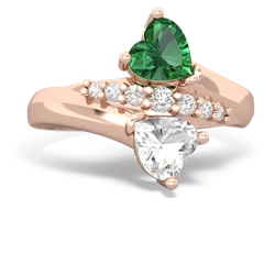 Lab Emerald Heart To Heart 14K Rose Gold ring R2064