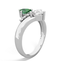 Lab Emerald Heart To Heart 14K White Gold ring R2064