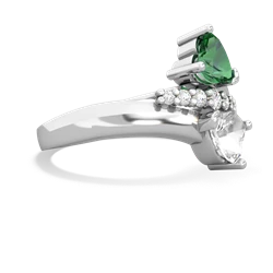 Lab Emerald Heart To Heart 14K White Gold ring R2064