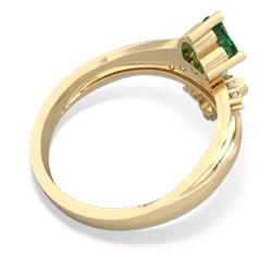 Lab Emerald Heart To Heart 14K Yellow Gold ring R2064