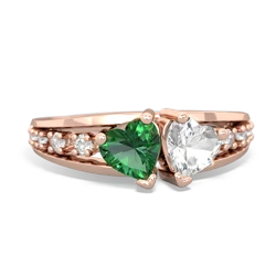 Lab Emerald Heart To Heart 14K Rose Gold ring R3342