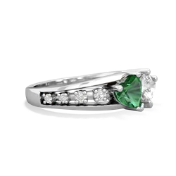 Lab Emerald Heart To Heart 14K White Gold ring R3342