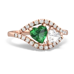 Lab Emerald Mother And Child 14K Rose Gold ring R3010