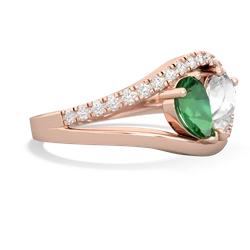 Lab Emerald Nestled Heart Keepsake 14K Rose Gold ring R5650