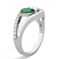 Lab Emerald Nestled Heart Keepsake 14K White Gold ring R5650