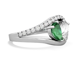 Lab Emerald Nestled Heart Keepsake 14K White Gold ring R5650