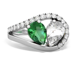 Lab Emerald Nestled Heart Keepsake 14K White Gold ring R5650