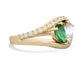 Lab Emerald Nestled Heart Keepsake 14K Yellow Gold ring R5650