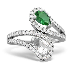 Lab Emerald Diamond Dazzler 14K White Gold ring R3000