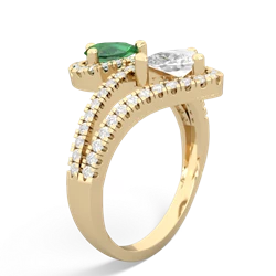 Lab Emerald Diamond Dazzler 14K Yellow Gold ring R3000