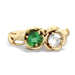 Lab Emerald Rose Garden 14K Yellow Gold ring R5510