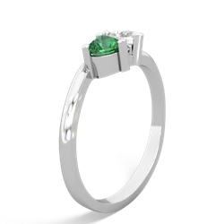 Lab Emerald Sweethearts 14K White Gold ring R5260