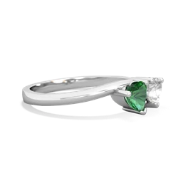 Lab Emerald Sweethearts 14K White Gold ring R5260