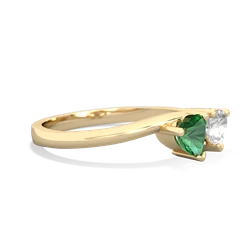 Lab Emerald Sweethearts 14K Yellow Gold ring R5260