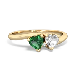 Lab Emerald Sweethearts 14K Yellow Gold ring R5260