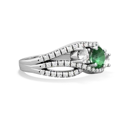 Lab Emerald Three Stone Aurora 14K White Gold ring R3080