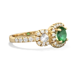 Lab Emerald Regal Halo 14K Yellow Gold ring R5350