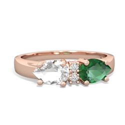 Lab Emerald Pear Bowtie 14K Rose Gold ring R0865