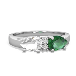 Lab Emerald Pear Bowtie 14K White Gold ring R0865