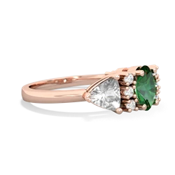 Lab Emerald Antique Style Three Stone 14K Rose Gold ring R2186