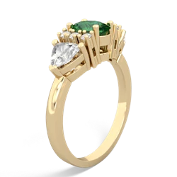 Lab Emerald Antique Style Three Stone 14K Yellow Gold ring R2186