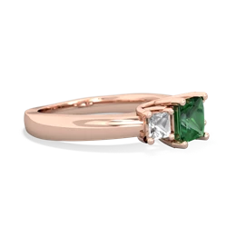 Lab Emerald Three Stone Trellis 14K Rose Gold ring R4015