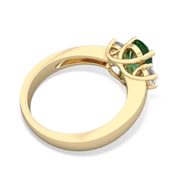 Lab Emerald Three Stone Oval Trellis 14K Yellow Gold ring R4024