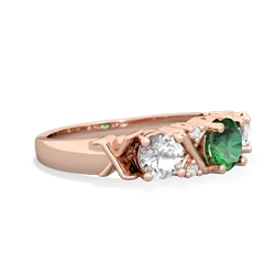 Lab Emerald Hugs And Kisses 14K Rose Gold ring R5016