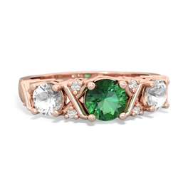 Lab Emerald Hugs And Kisses 14K Rose Gold ring R5016