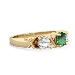 Lab Emerald Hugs And Kisses 14K Yellow Gold ring R5016