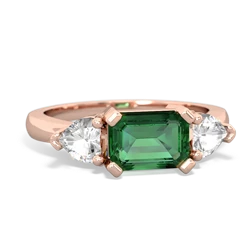 Lab Emerald Three Stone 14K Rose Gold ring R5235