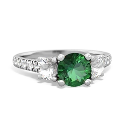 Lab Emerald Pave Trellis 14K White Gold ring R5500