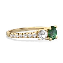 Lab Emerald Pave Trellis 14K Yellow Gold ring R5500