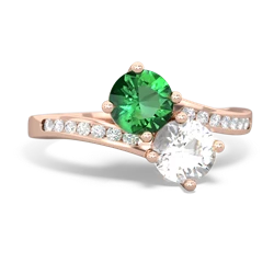 Lab Emerald Channel Set Two Stone 14K Rose Gold ring R5303