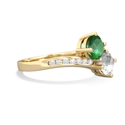 Lab Emerald Channel Set Two Stone 14K Yellow Gold ring R5303