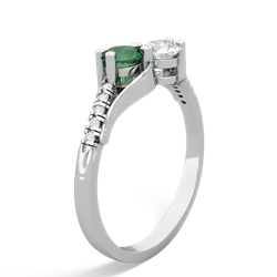 Lab Emerald Infinity Pave Two Stone 14K White Gold ring R5285