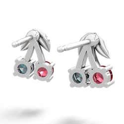 Lab Ruby Sweet Cherries 14K White Gold earrings E7001