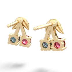 Lab Ruby Sweet Cherries 14K Yellow Gold earrings E7001