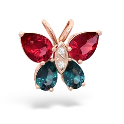 Lab Ruby Butterfly 14K Rose Gold pendant P2215