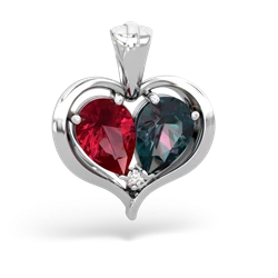 Lab Ruby Two Become One 14K White Gold pendant P5330