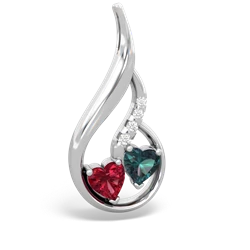 Lab Ruby Keepsake Curves 14K White Gold pendant P5450