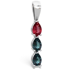 Lab Ruby Dew Drops 14K White Gold pendant P2251