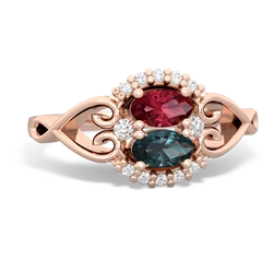 Lab Ruby Love Nest 14K Rose Gold ring R5860